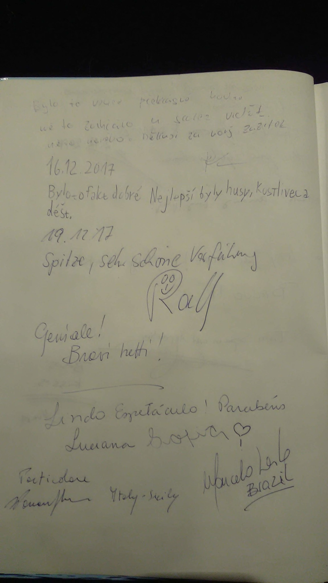 Black light theatre guestbook